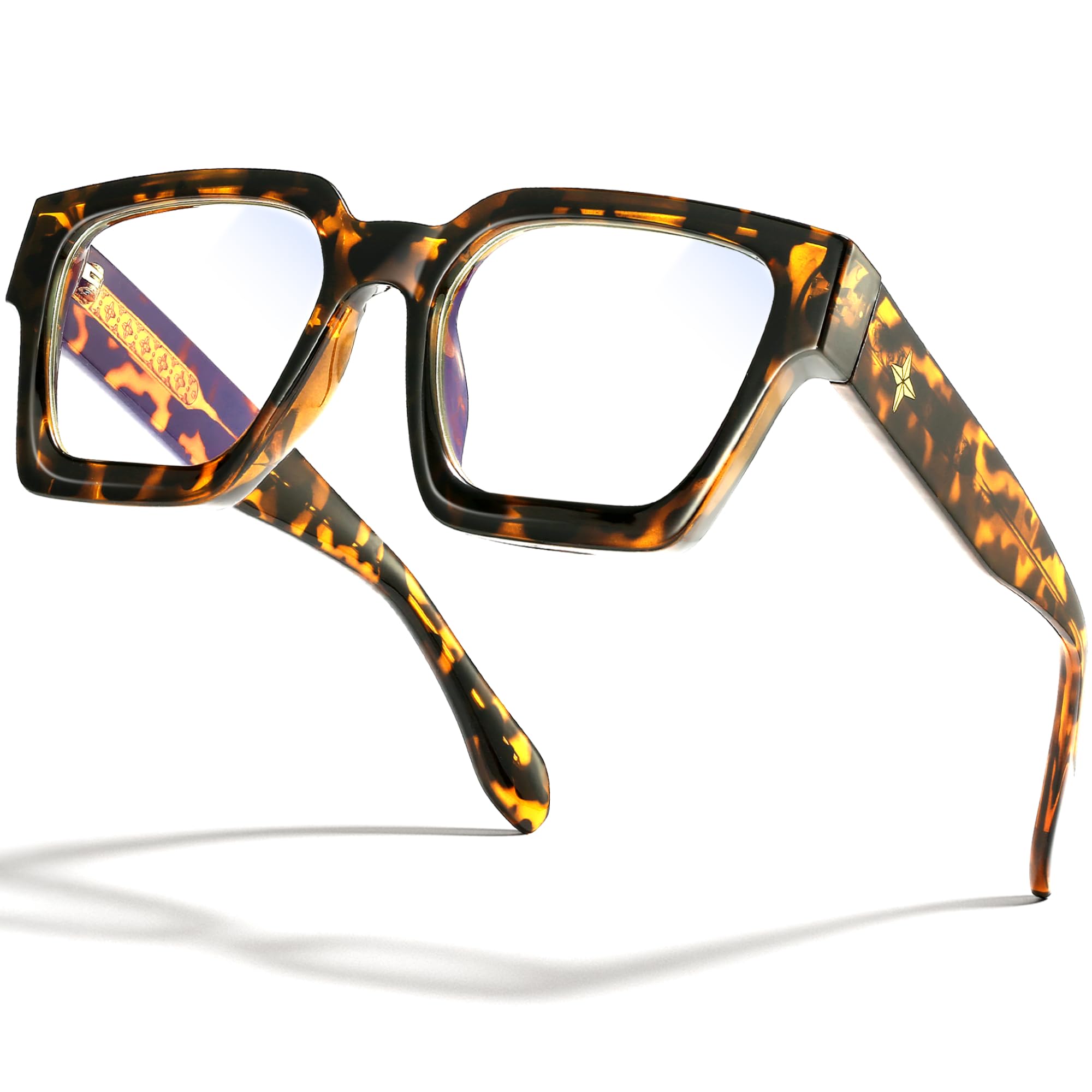 livho oversized blue light blocking glasses for woman - rectangle fashion glasses for computer, chic preppy frame