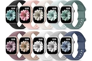 EOMTAM 10 Pack Sport Silicone Band Compatible for Apple Watch Bands 38mm 40mm 41mm 42mm 44mm 45mm 46mm 49mm Women Men,Water Proof Soft Strap for iWatch Series 10 9 8 se 7 6 5 4 3 Ultra Patenting
