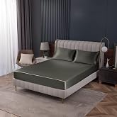 Homiest Dark Grey Satin Fitted Sheet, King Deep Pocket Only | Lustrous Polyester, Protects Hair And Reduces Wrinkles, Fade Resistant, Fully Elasticized For Secure Fit, Machine Washable