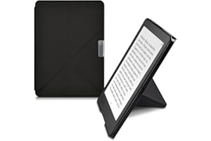 kwmobile Origami Case Compatible with Kobo Aura Edition 2 Case - Slim PU Leather Cover with Stand - Black