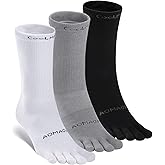aomagic Toe Socks Men Women Athletic Running Coolmax Five Finger Crew Socks Comfortable Breathable Lightweight 3-Pairs