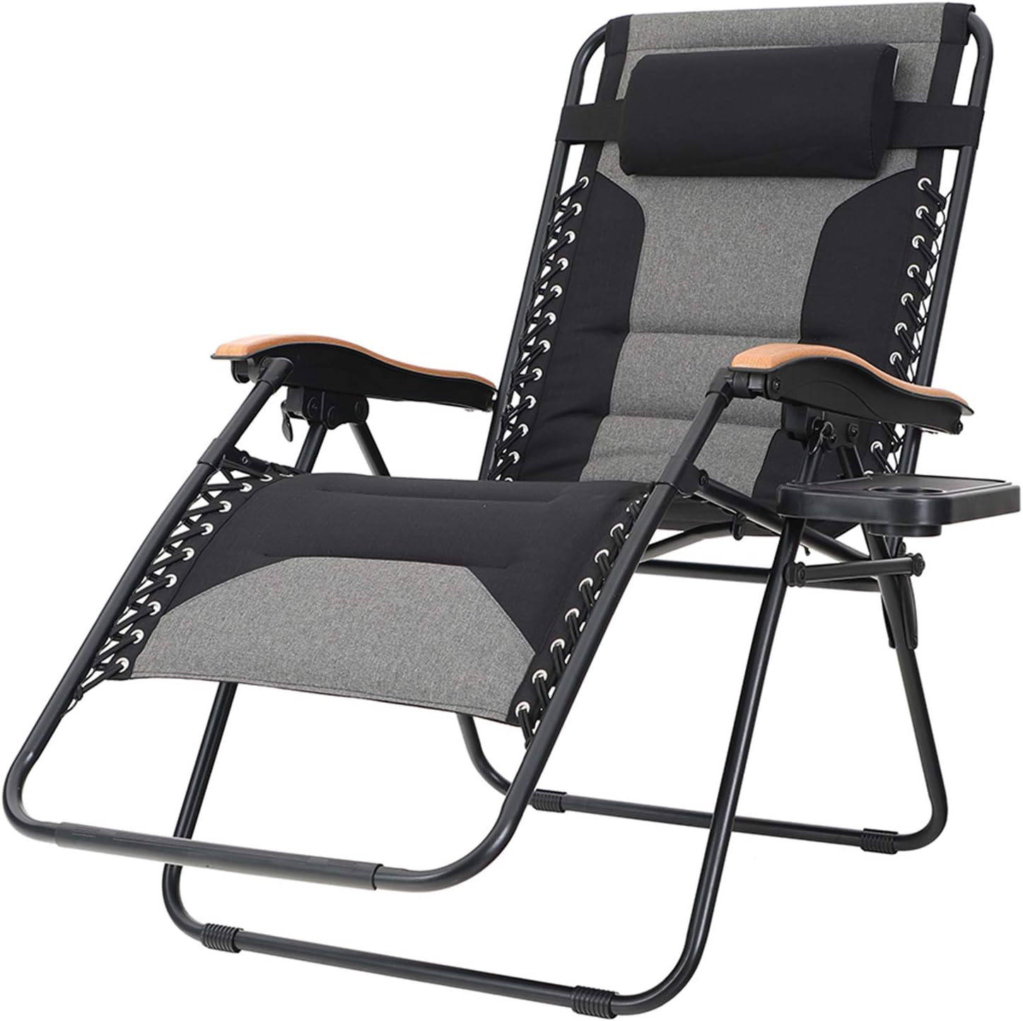 Sophia & William Padded Zero Gravity Chair Oversize Lounge Chair with Free Cup Holder, Supports 350 LBS (Black)
