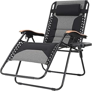 Sophia & William Padded Zero Gravity Chair Oversize Lounge Chair with Free Cup Holder, Supports 350 LBS (Black)