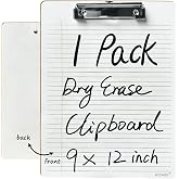 Lined Dry Erase Clipboards 9x12 Reusable Whiteboards for School Office | Double Sided, A4 Wooden Hardboard, Wipes Clean No Ghosting, For Classroom, For Work-Meetings, 1Pack