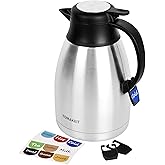 Thermal Coffee Carafe with Hang Tag, 2L/68 Oz Stainless Steel Vacuum Insulated Thermoses, Double-Wall Design, 24-Hour Hot & Cold, Leak-Proof, Portable for Travel,Camping,Office