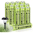 KINREECELL Rechargeable AAA Batteries, Ni-MH Triple A Solar Batteries High Capacity 1.2V Pre-Charged for Outdoor Solar Lights, String Lights, Pathway Lights (AAA-600mAh-12pack)