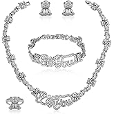 African Necklace Set Hugs and Kisses Gold Jewelry Sets For Women 18k Gold/Silver Filled LOVE Necklaces Jewelry Sets Wedding Jewelry Necklace Earrings Bracelet Ring Gifts
