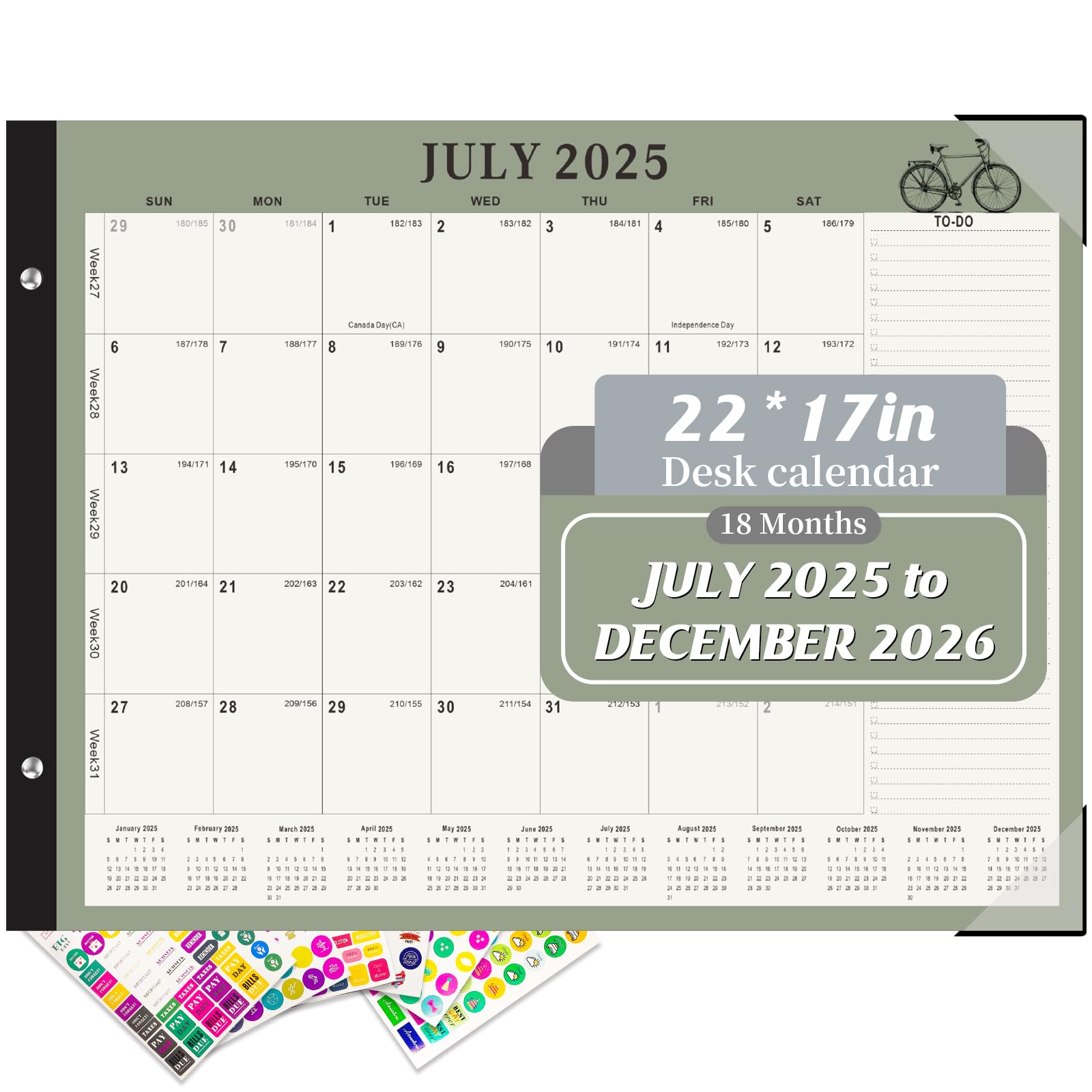 Gannyfer Desk Calendar 2025-2026, Large 18 Monthly Calendar 2025 22