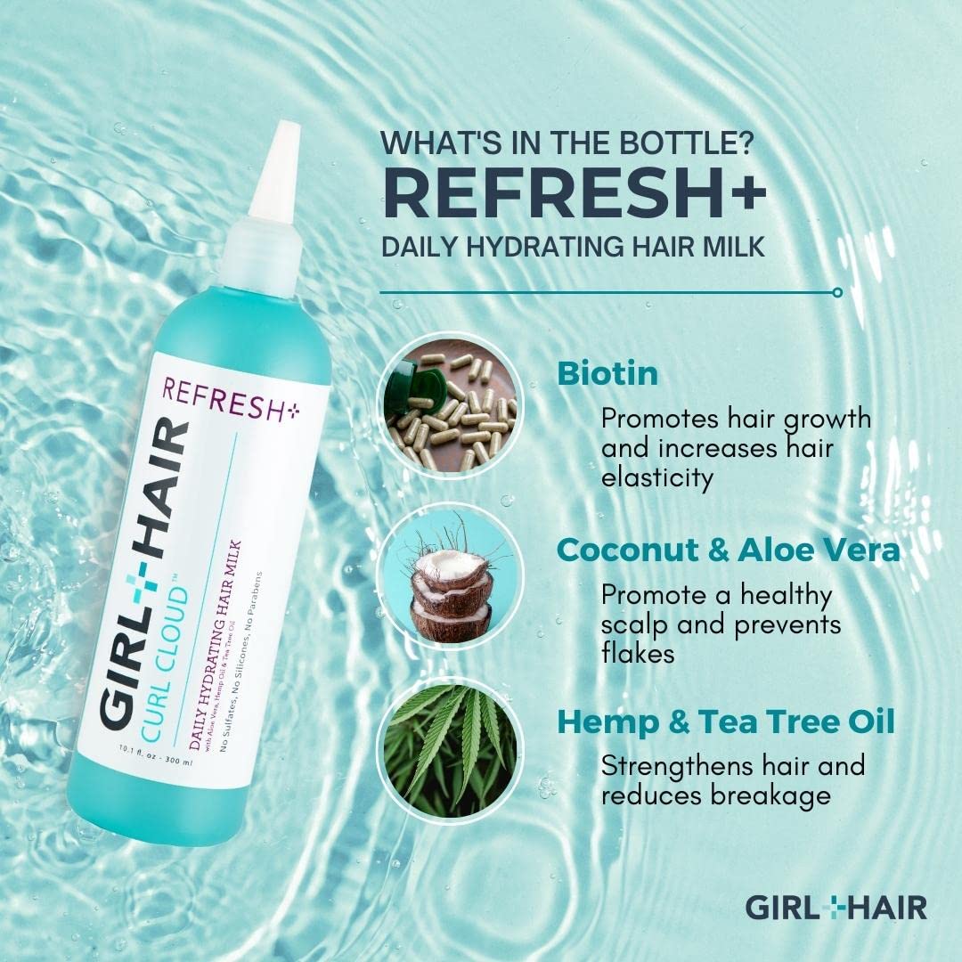 G+H REFRESH+ Daily Hydrating Hair Milk | Deep Hydration to Restore Dry Hair, Refresh Scalp | Aloe Vera, Biotin, & Coconut Water | 10.1 Fl Oz