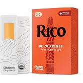 Rico Organic Bb Clarinet Reeds, Strength 2.0, 10 Pack | Rico Organic Bb Clarinet Reeds provide consistent response, easy playability, warm tone, and reliable performance.