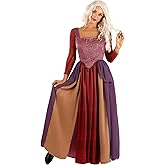 Women's Deluxe Hocus Pocus Salem Halloween Costume - Sarah Sanderson Dress, Satin Bodice, Faux Suede Lacing