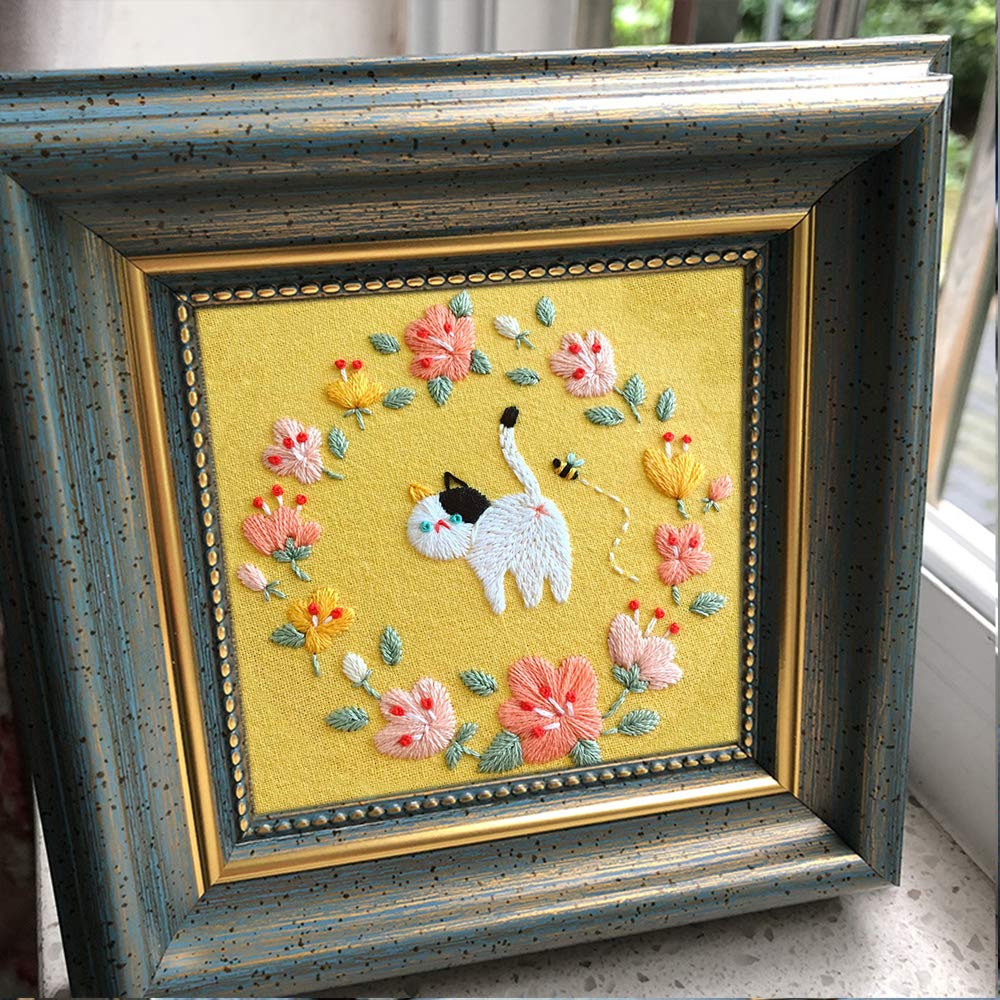 Download Cross-Stitch Color Threads Embroidery Hoop Hand-Made Embroidery Needlepoint Kits Lovely Cat ...