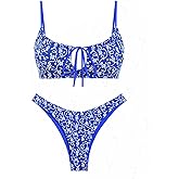 seamoly Contrast Color Red Gingham Spliced High Leg Cheeky Bikini Set