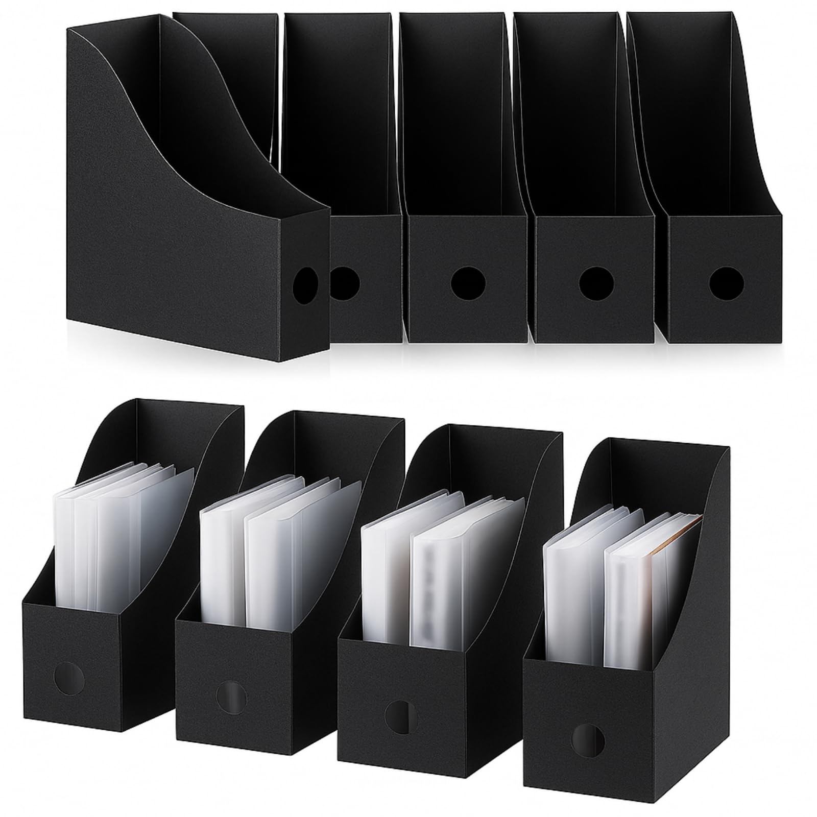 Photo 1 of Geyee 12 Pack Magazine File Holder Plastic Desk Organizer Magazine Holder Storage Heavy Duty File Boxes for Home Storage and Office Organization(Black)