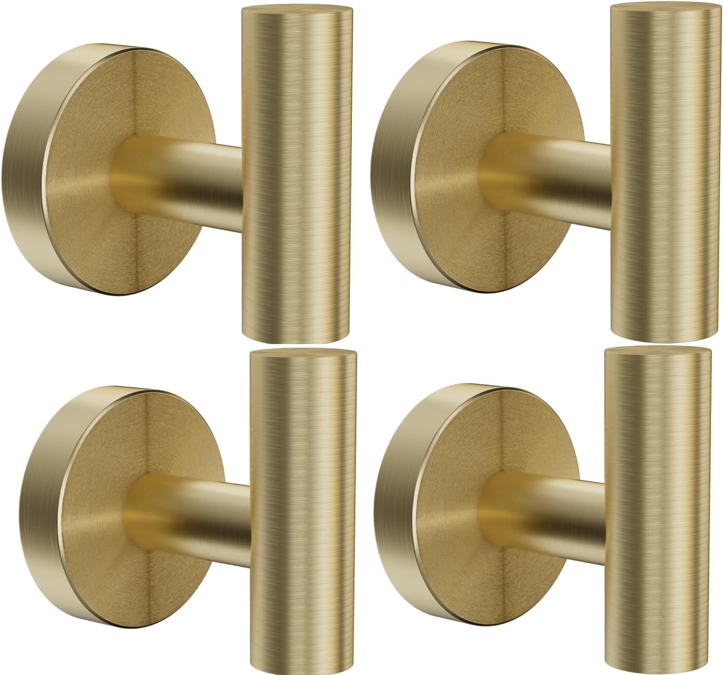 YUET 4 Pcs Bathroom Towel Hook,Screw in Metal Coat Hooks, Heavy Duty 10kg Capacity, Robe Hook SUS 304 Stainless Steel Door Hanger Towel Robe Clothes Closet Sponges Holder for Bathroom Hotel(Gold)