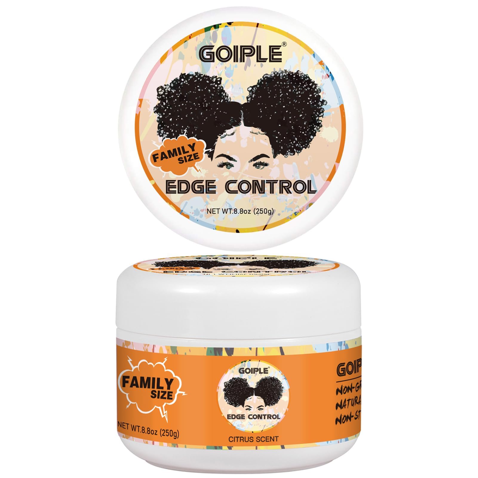WOZUTUNT Edge Control Wax for Black Women, 250ml - Citrus Scent, Strong Hold, Non-Greasy Edge Straightener for Black Hair, No Flaking, No White Residue, Shine