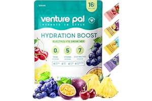 Venture Pal Sugar Free Electrolyte Powder Packets - Liquid Daily IV Drink Mix for Rapid Hydration & Party Recovery | 5 Vitamins & 7 Electrolytes| Keto Friendly | Non-GMO | Certified Vegan | 16 Sticks
