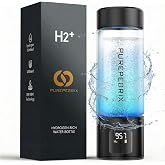 PUREPEBRIX Glass Hydrogen Water Bottle 14oz, Portable Hydrogen Water Bottle | Advanced SPE/PEM Hydrogen Water Bottle Generator for Fitness, Travel, Office &amp; Healthy Hydration