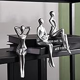 Quoowiit Thinker Statue Office Desk Decor, Silver Art Sculpture Ornament Coffee Table Bookshelf Decor Modern Home Unique Home Decorations for Living Room 3 Piece