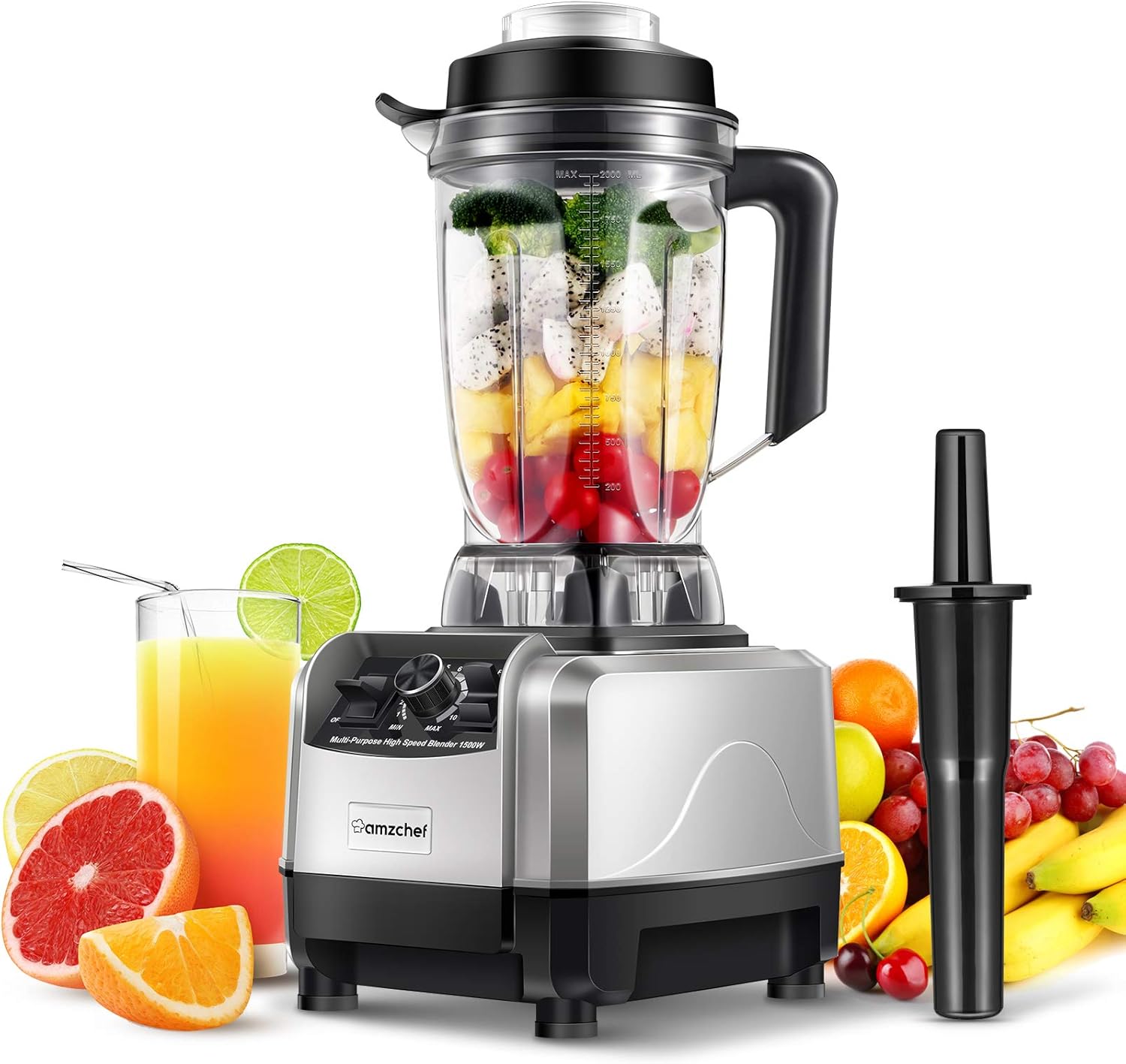 AMZCHEF Blender Smoothie Maker, 1500W Professional Smoothie Blender