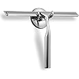 Ettori Shower Squeegee Clear Glass Wall Cleaner Stainless Steel with Suction Storage Hook -10'', Chrome