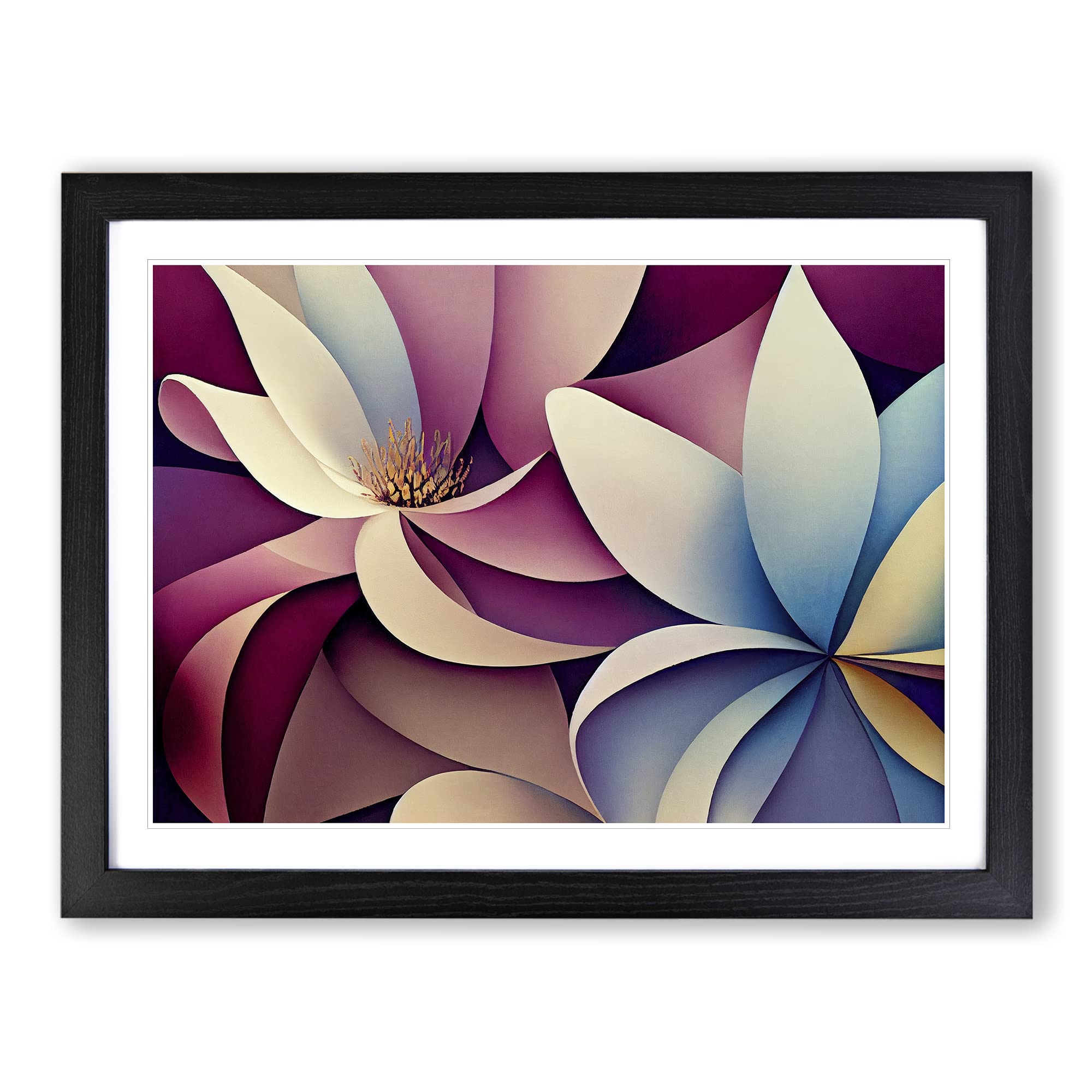 Ultimate Modern Flowers Abstract Framed Print | A4 Black Framed Wall Art | Ready to Hang | Abstract Floral Picture | Living Room Bedroom Lounge Office
