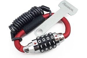 RADIKAL RK540R Motorcycle Helmet Lock, Combination Code Lock, T Buckle Adapter, Security Cable, Carabiner Anti-Theft Padlock 