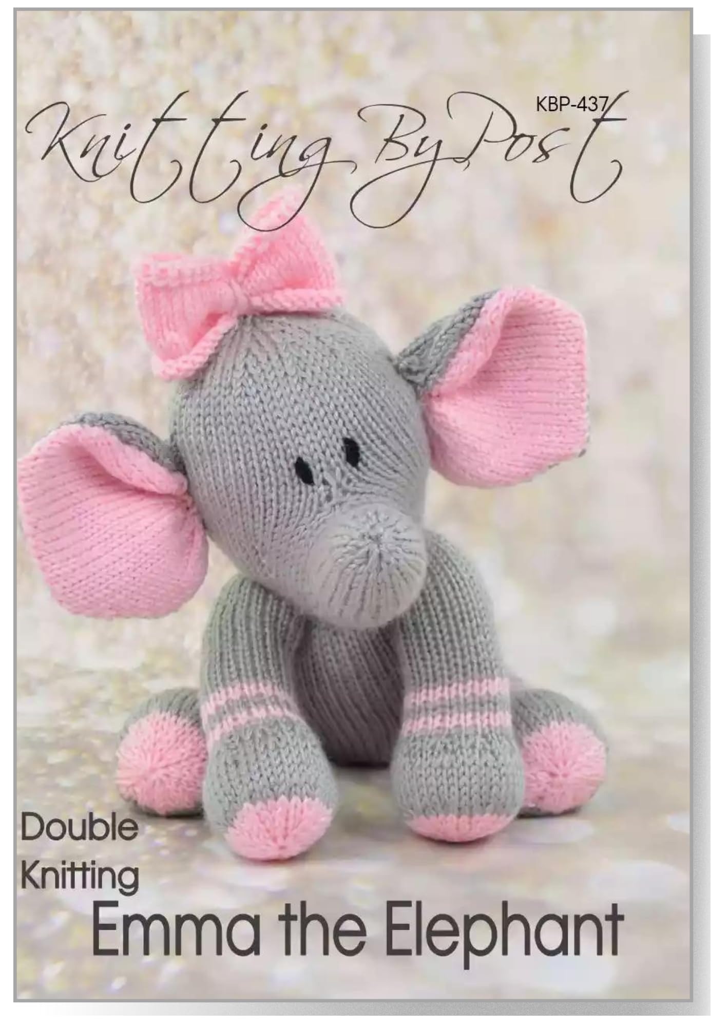 Knitting by Post Knitting Pattern Emma The Elephant from Have You Herd About Our Cute Animal Soft Toy Waiting to be Knit in Grey and Pink