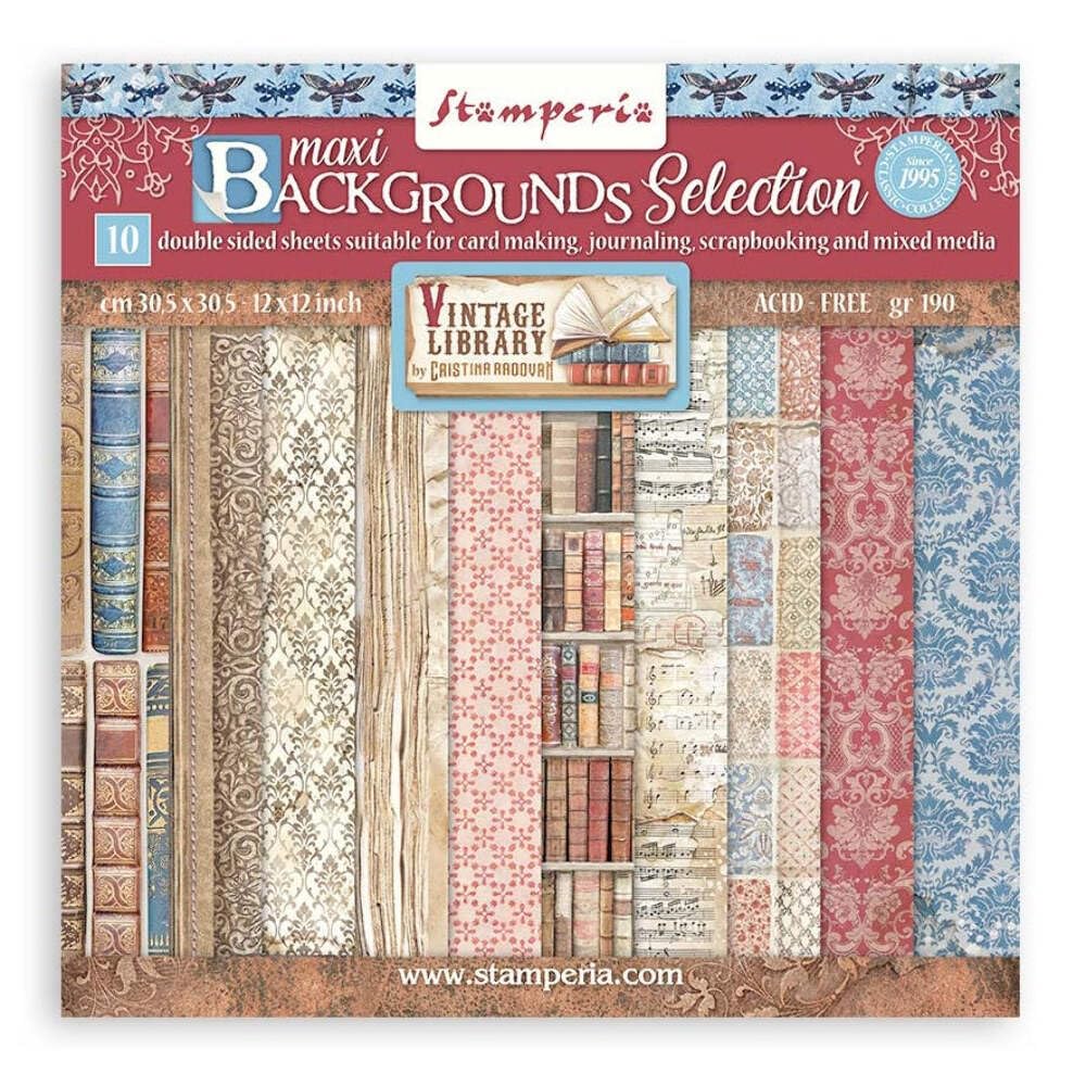 Stamperia Vintage Library Backgrounds A4 Scrapbook Paper Pad Card Rectangle Craft Decoration