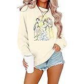 KIDDAD Magical Princess Sweatshirts for Women Cute Embroidered Long Sleeve Sweater Magic Family Vacation Pullover Top