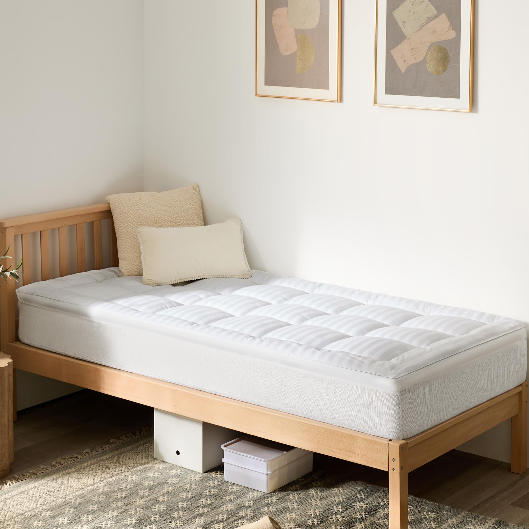 Photo 1 of Cooling Breathable Twin Size Mattress Topper, Premium Cotton Cover Mattress Pad for Kids, Machine Washable (39 x 75 Inches, White)
