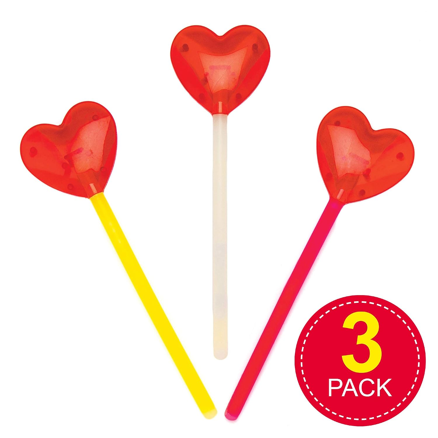 Baker Ross Heart Glow Stick Magic Wands - Pack of 3, Valentines Days Crafts (AT493), Assorted, Small - Image 3