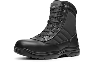 NORTIV 8 Men's Steel Toe Work Boots Safety Shoes Supportive Breathable Protective Anti-Slip Industrial Leather Booties TROOPE