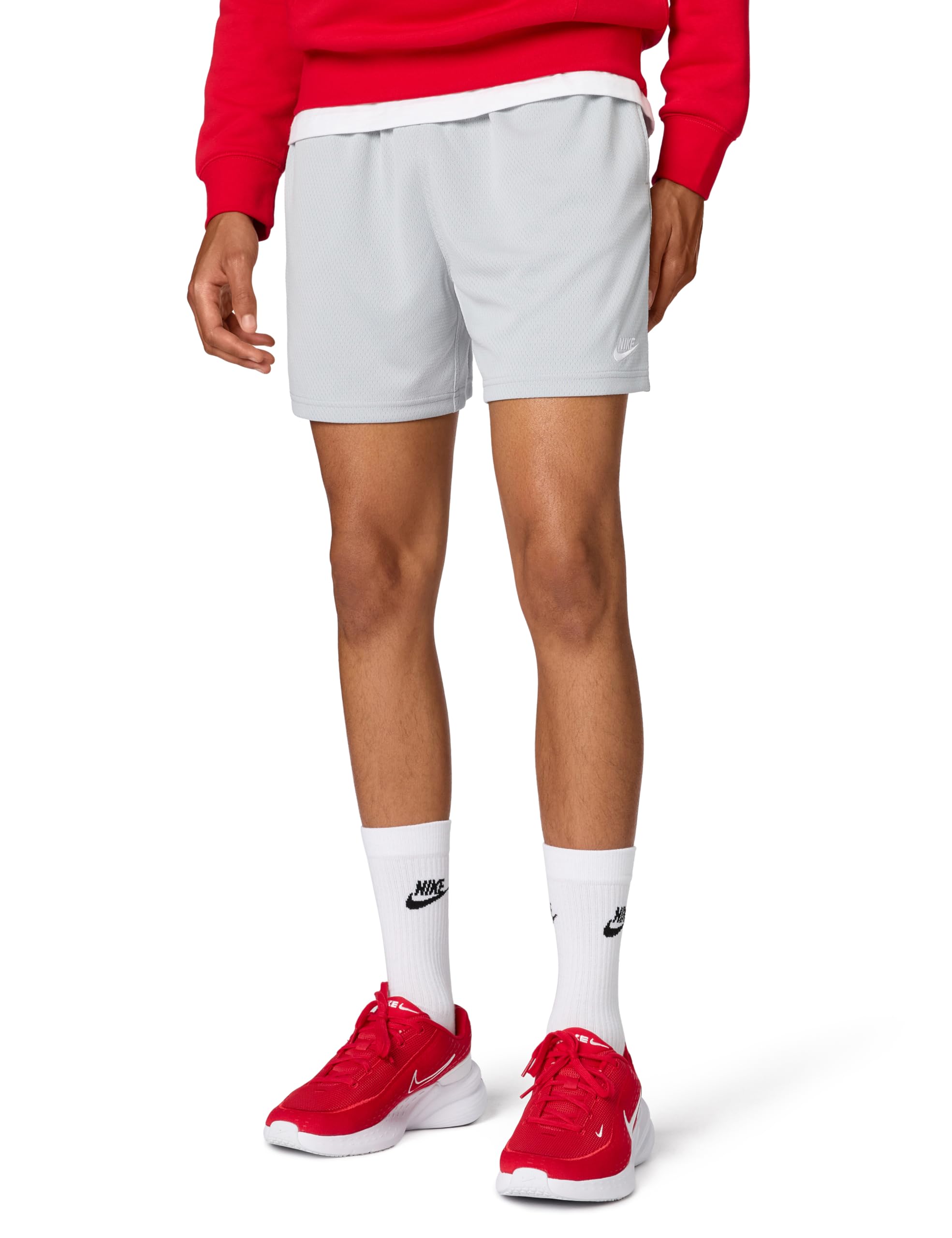 Nike Men’s Club Mesh Flow Shorts, Light Smoke Grey/White, X-Large