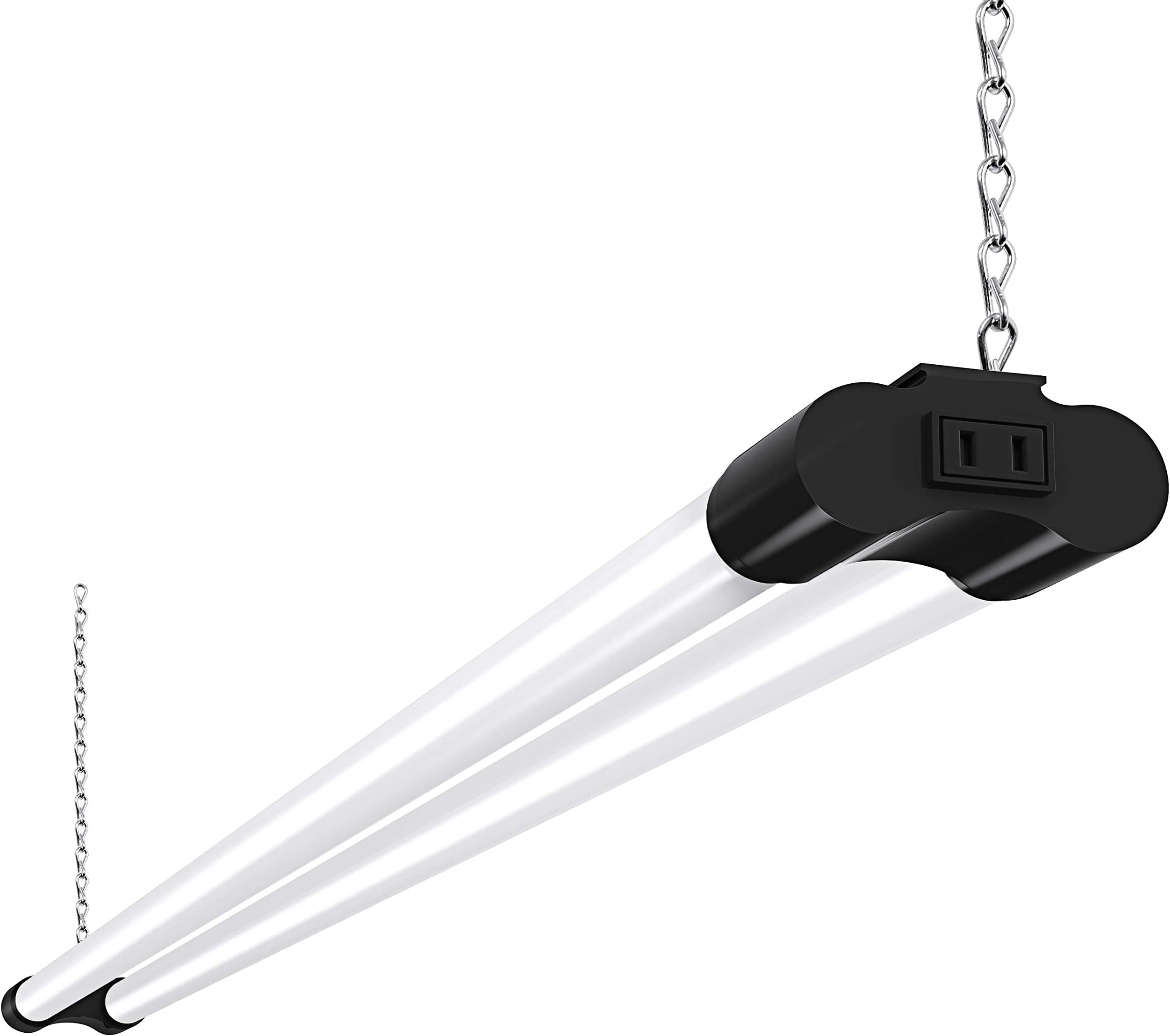 Bbounder 1 Pack Linkable LED Utility Shop Light, 4 FT, Integrated Fixture for Garage, 36W Equivalent 250W, 5000K Daylight, Surface + Suspension Mount, Black …