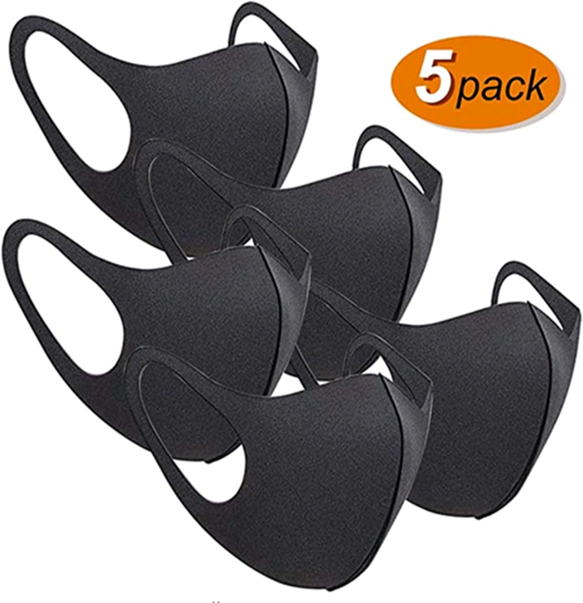 5 Pack Unisex Face Mouth Mask, Washable Reusable Anti Dust Face Mask for Cycling Camping Travel - Protection from Dust, Pollen, Pet Dander, Other Airborne Irritants