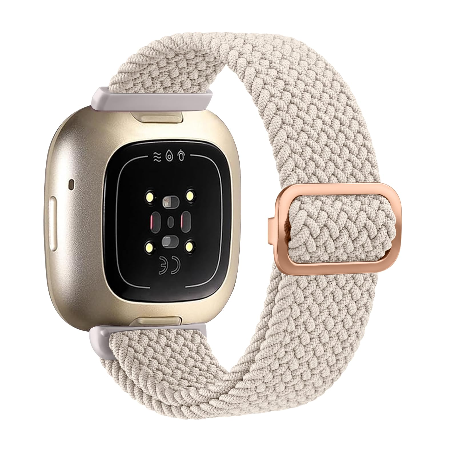 AK Nylon Straps for Fitbit Sense 2/Fitbit Sense/Fitbit Versa 4/Fitbit Versa 3 Straps for Women Men,Soft Elastic Nylon Straps Compatible with Fitbit Versa 3/Versa 4/Sense/Sense 2(Z-Starlight)