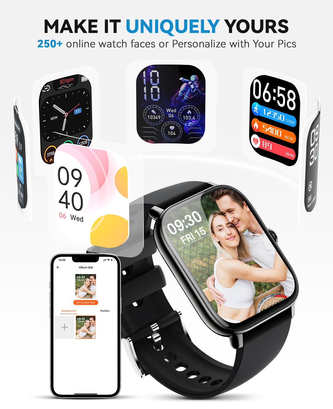 Smart Watch for Women Men- Answer/Make Call, 2025 1.91'' IP68 Waterproof Fitness Step Sleep Tracker Watch with Heart Rate Monitor Activity Counter Smartwatch for Andriod iPhone iOS Samsung Compatible - Image 6