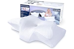 SAHEYER Cervical Pillow for Neck and Shoulder Pain Relief, 2 in 1 Ergonomic Contour Memory Foam for Sleeping, Orthopedic Neck Support Pillow for Side, Back, Stomach Sleepers,White