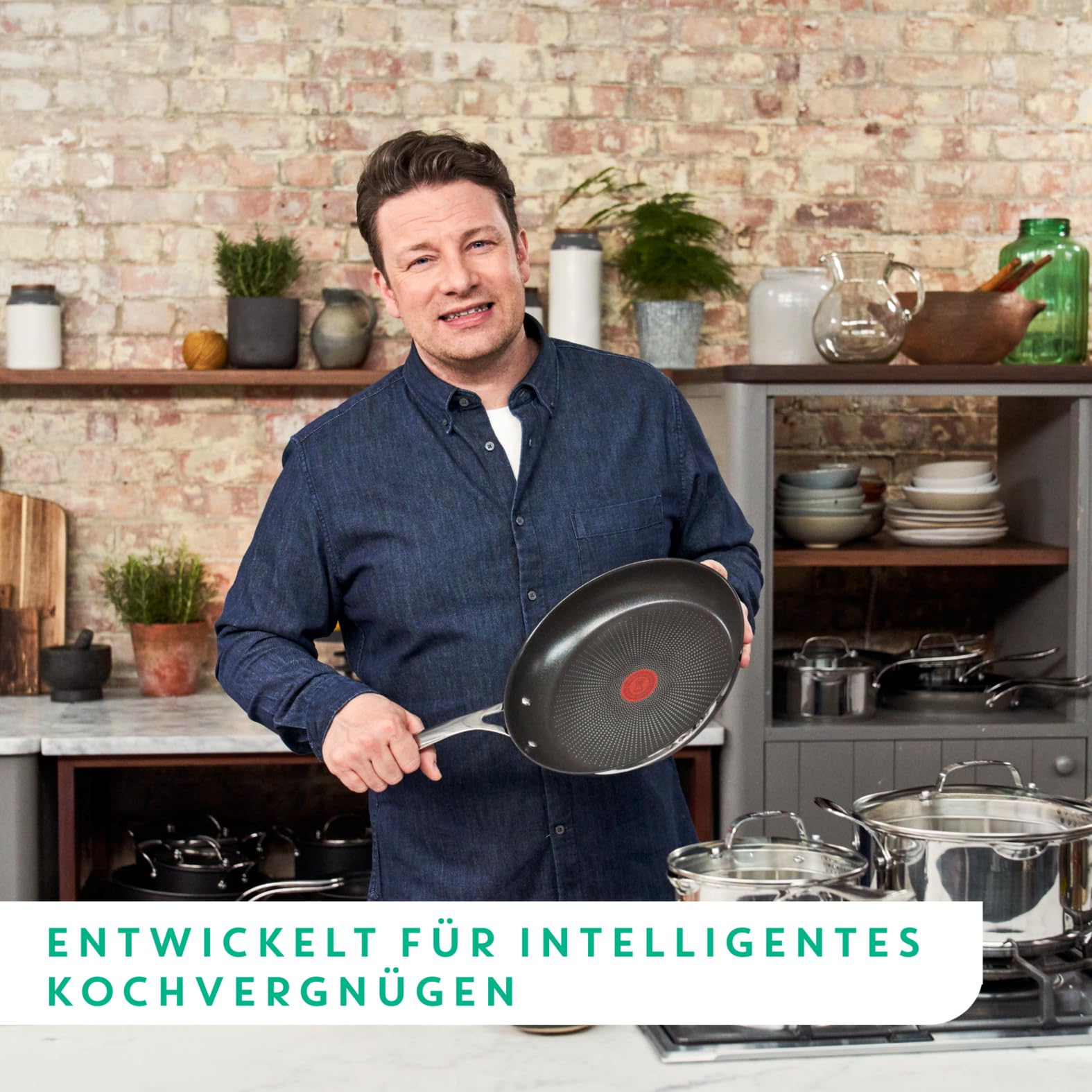 Tefal Jamie Oliver Cook's Direct On Bratpfanne 28 cm, Edelstahlpfanne Induktion, Titanium-Antihaftbeschichtung, Thermo-Signal, backofenfest, Edelstahl, genieteter Griff, E3040644 6
