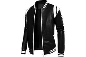 chuida Mens Stand Collar leather jacket Motorcycle Lightweight leather jacket men Faux Leather Bomber Casual Outwear