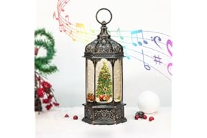 MXWCY Christmas Snow Globes, Train Whirled Around The Christmas Tree Music Water Lantern, 8 Christmas Music, USB Powered & Battery, Holiday Decorations Gifts for Family, Children or Friends