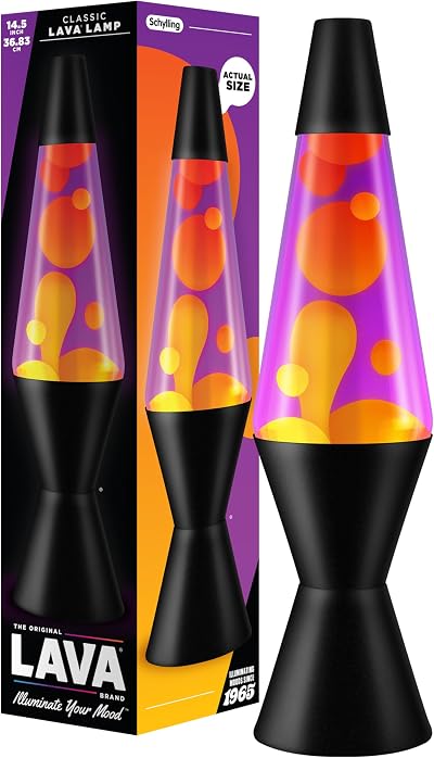 Lava Lamp 14.5 Autumn Dusk Original Motion Lamp Yellow Purple Glass Globe