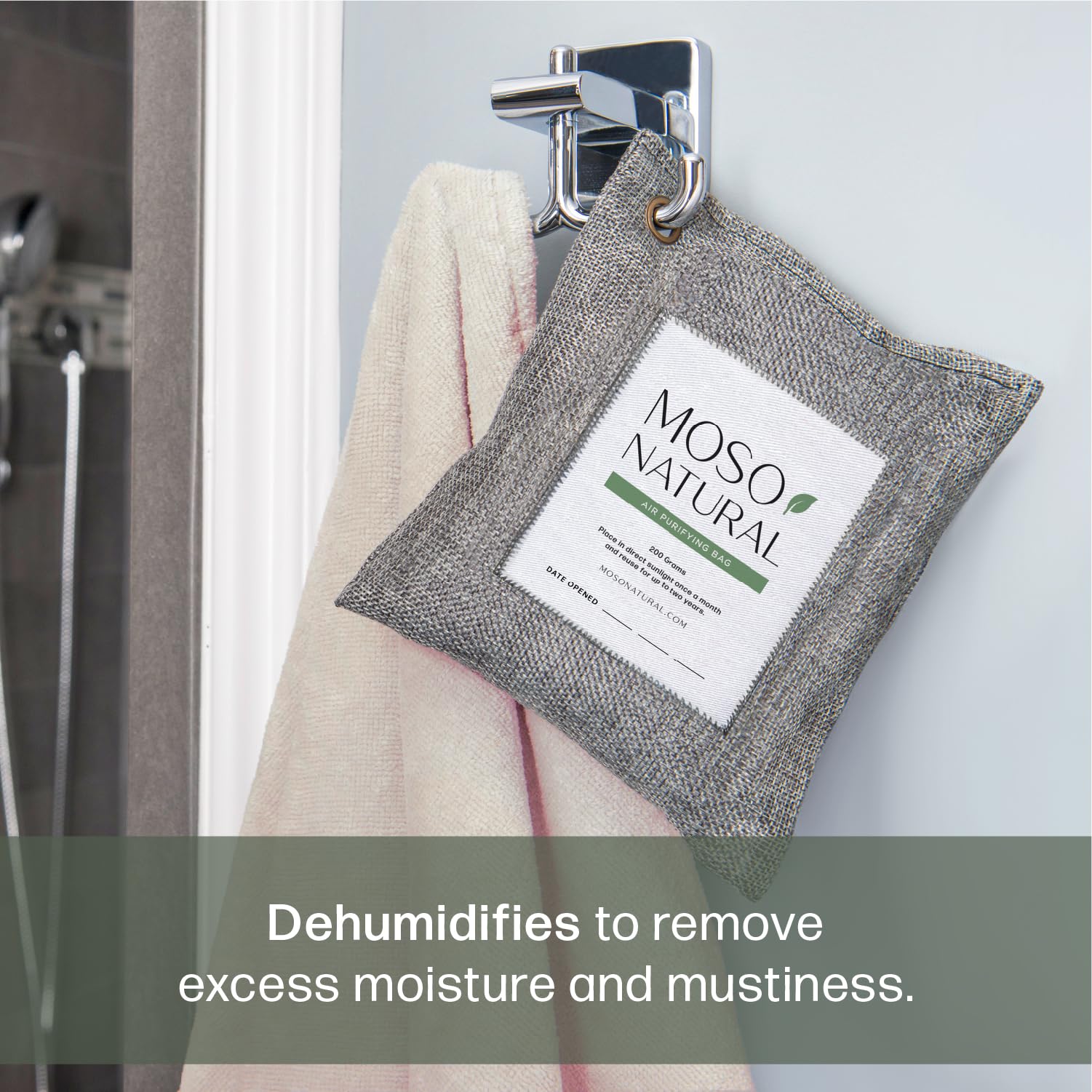 Moso Natural Air Purifying Bag 200g (4 Pack) | Premium Bamboo Charcoal Odor Absorber for Home & Car | Closet Odor Eliminator, Small Room Deodorizer & Car Air Freshener | Long Lasting Charcoal Bags