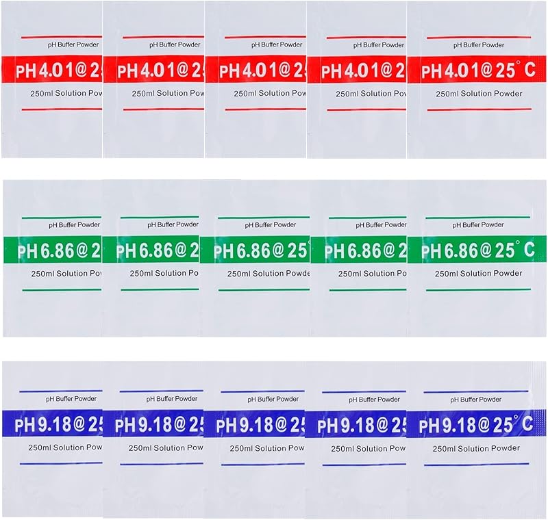 BOJACK 15 Pack pH Meter Buffer Solution Powder 4.01 6.86 9.18 Calibration
