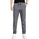 ONLYSTORY Mens Cargo Pants Comfy Work Casual Pant Relaxed Fit Stretchy Drawstring Pants with Pockets