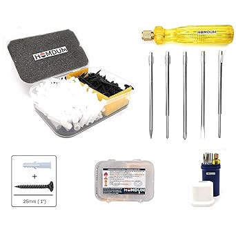 Homdum screwdriver kit and Nylon Plug Screws combo, 1 inch screw + plug 100 nos each & 5 blade screwdriver kit with inbuilt neon bulb tester handle.