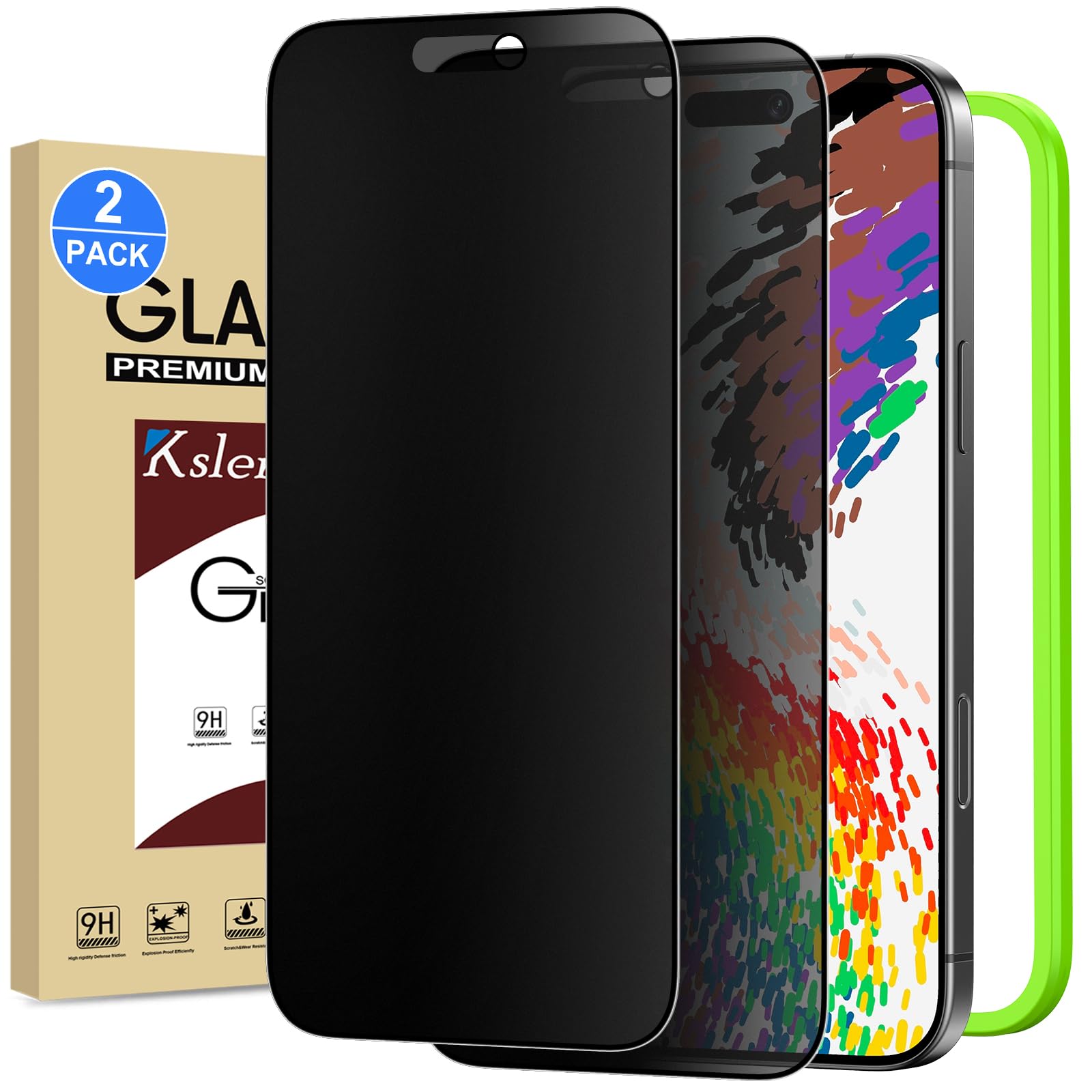 Photo 1 of Ksleri 2 Pack Matte Privacy Screen Protector for iPhone 17 Pro 6.3-inch with Installation Frame, Full Coverage Anti-Spy Anti-Glare 9H Tempered Glass Film, Case Friendly