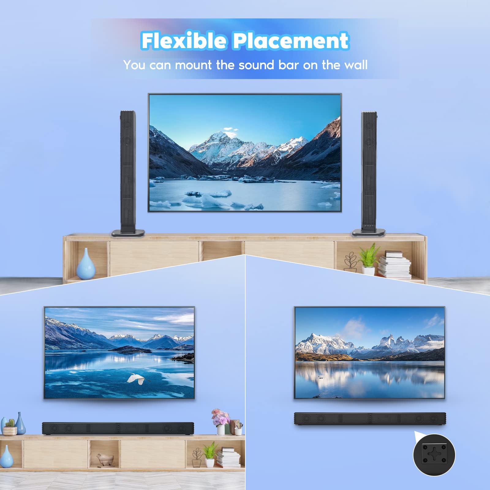 Mua Sound Bar, Bass Speakers for Smart TV with Dual Subwoofer 3D ...