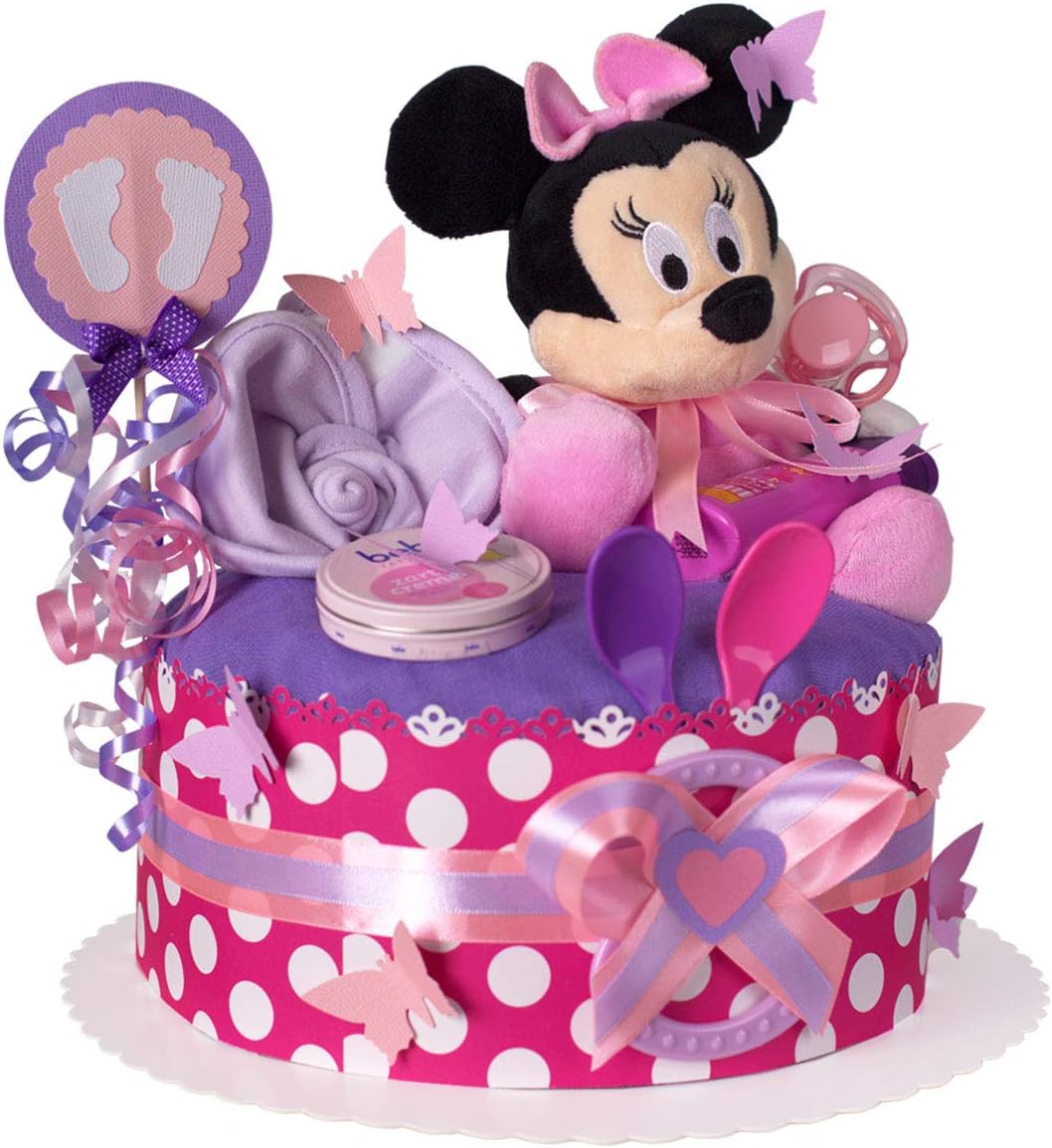 Rose Violet Avec Tetine Et Plus 1 Baton Cadeau Pour Naissance Bapteme Bebe Momsstory Mini Gateau A Couches Pour Fille Minnie Mouse Disney Gateaux De Couches Bebe Puericulture Helpacreche Co Za